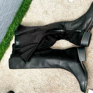 Alfani Black Leather & Suede Over-the-Knee Boots